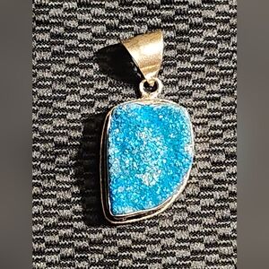 Blue Titanium Druzy Pendant